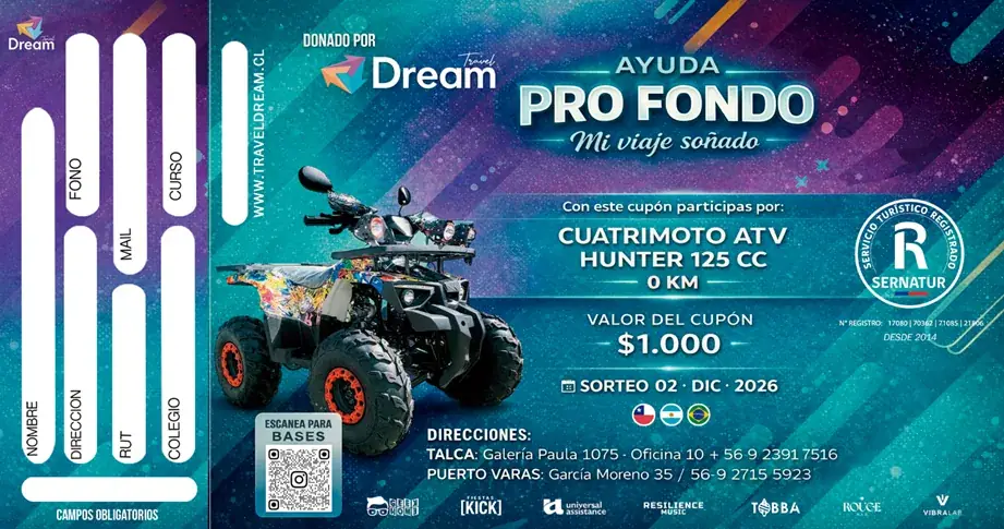 Campaña Pro Fondos Travel Dream con cuatrimoto